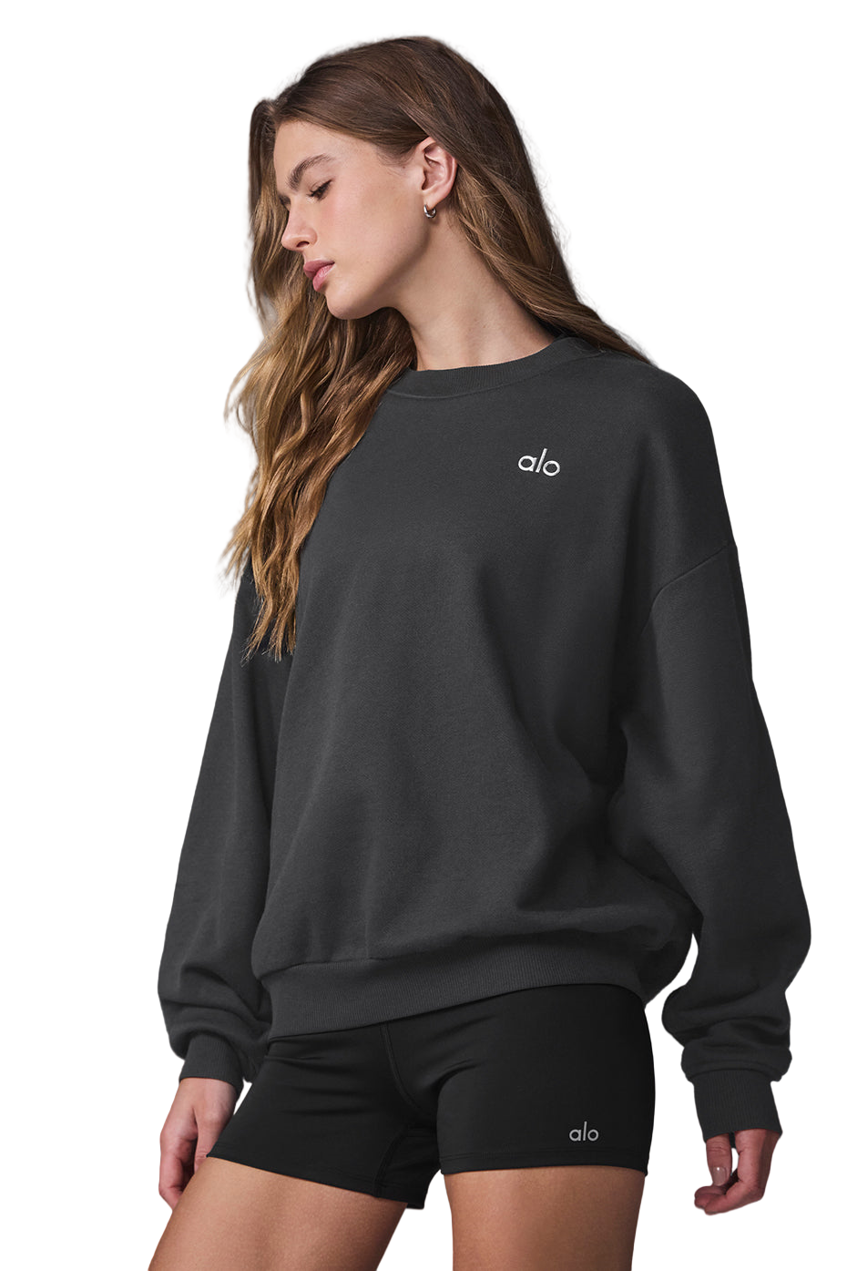 🔥Women's Alo Accolade Crew Neck Pullover Yoga Pilates Outdoor Sweatshirt Size S-XL Color Anthracite