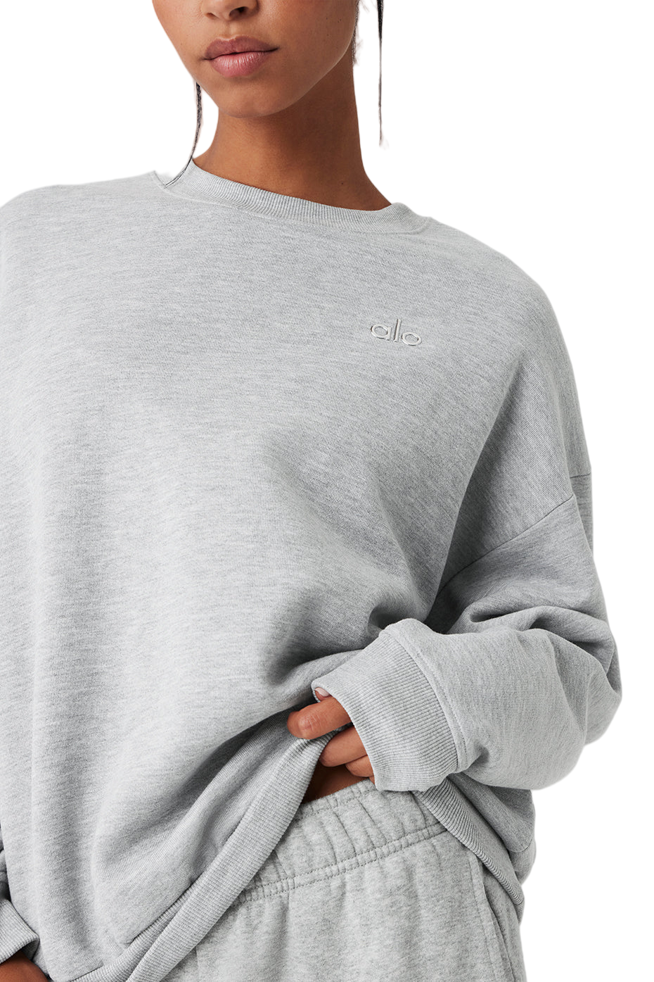 🔥 2025 ALO Line Up Bra & Sports Accolade Crew Neck Pullover - White | Size XS-XL | Women's Athletic Sets & Workout Gear