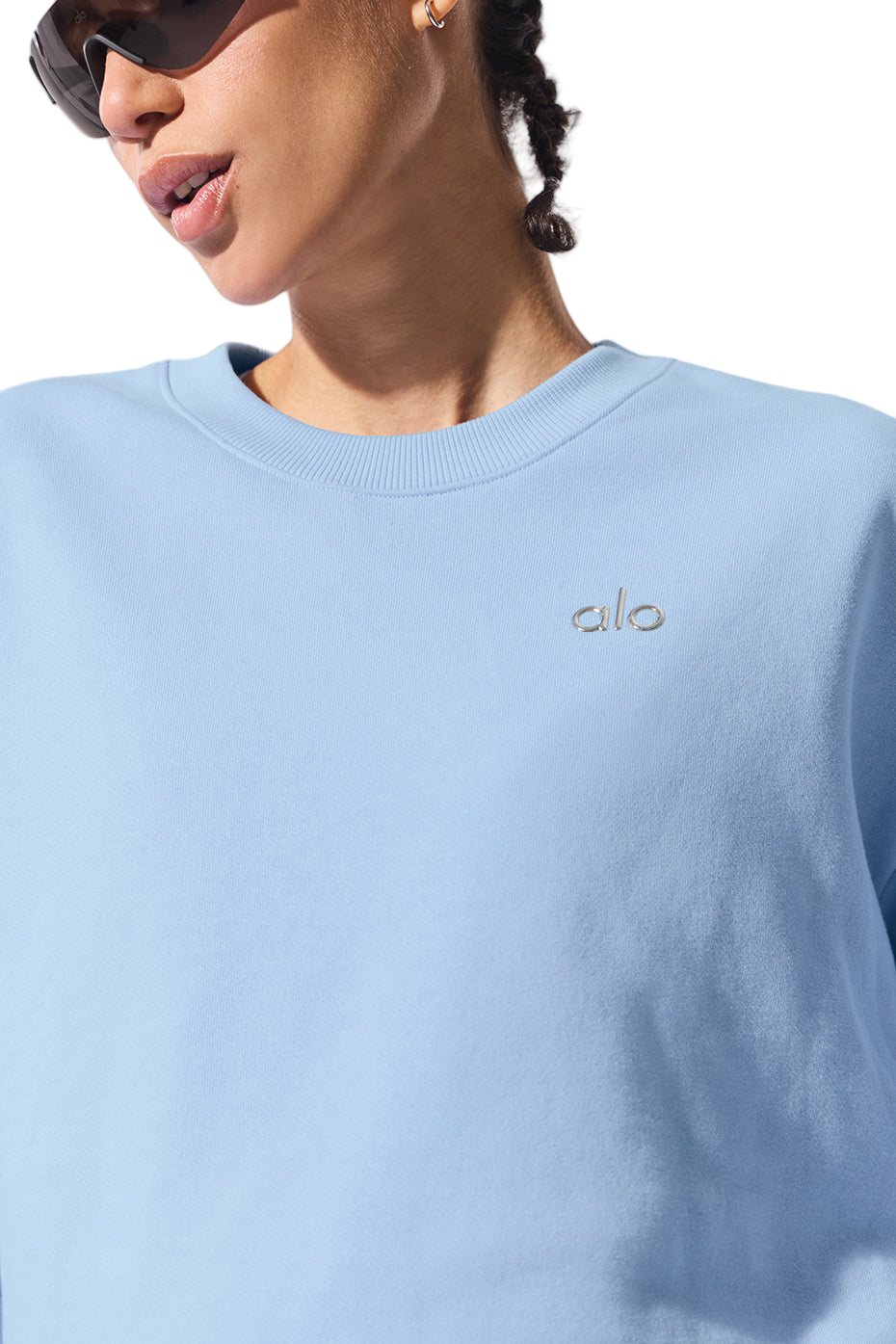 🧘♀️ Women's Alo Accolade Yoga Set & Crew Neck Pullover | Seashell Blue | Sizes S-XL