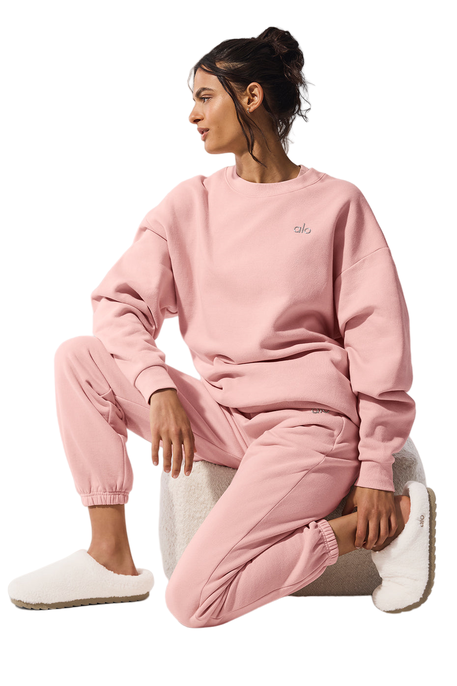 ๐งโโ๏ธ Alo Yoga Accolade Crewneck Pullover | Women's Pink Sweatshirt | S-XL Sizes | Cozy Fleece Loungewear ๐๏ธ