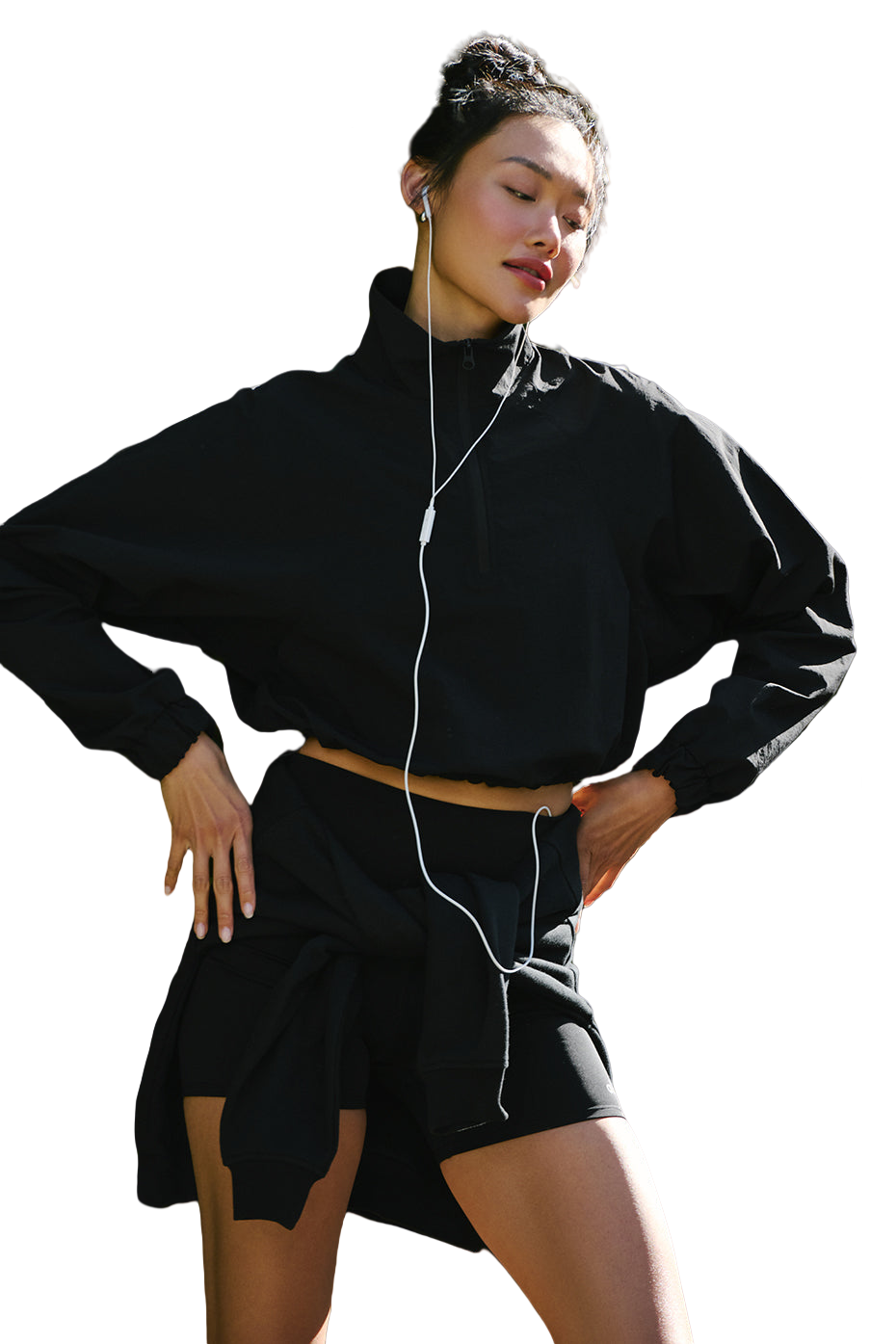 Women's Cropped 1/4 Zip Alumni Pullover | Black | Sizes S-XL 🖤