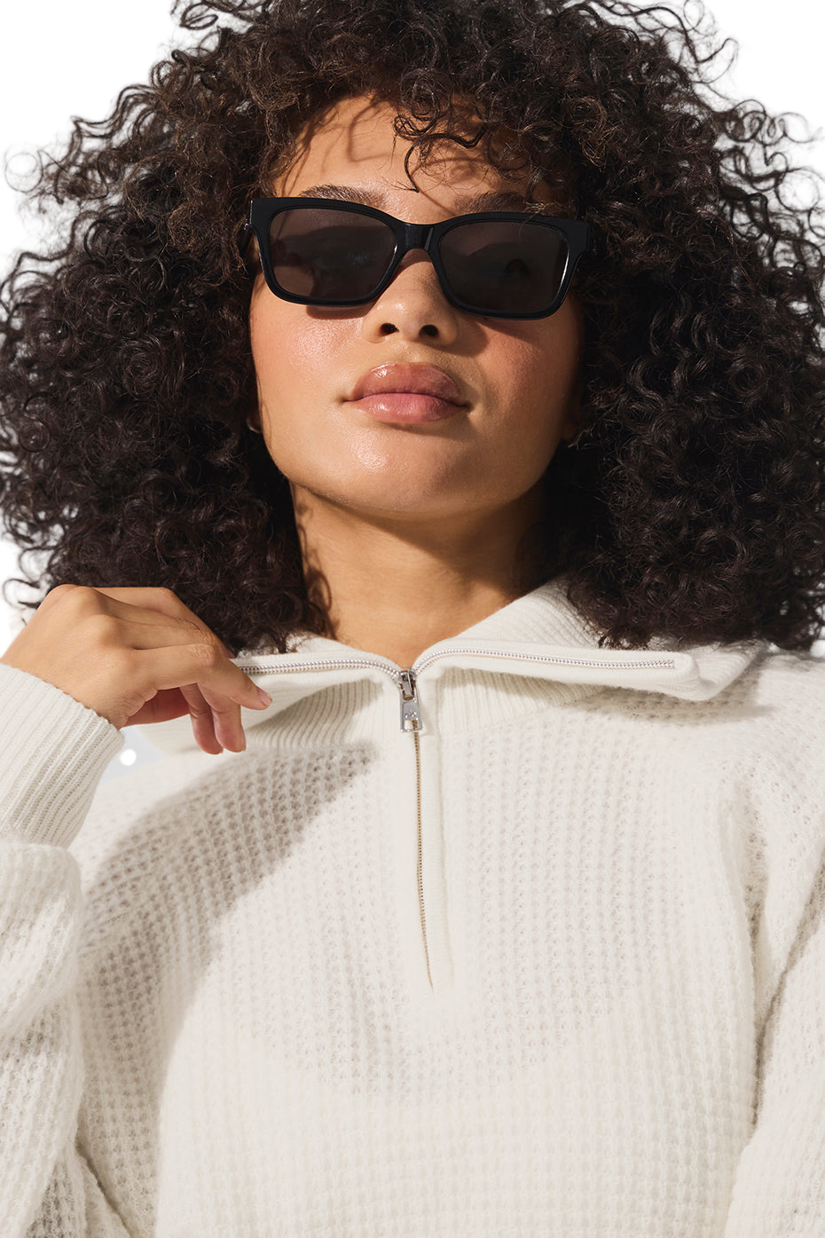 🧥 Women's Cashmere Plush Whip Waffle 1/4 Zip Pullover Sweater | Ivory | Sizes S-XL 👚