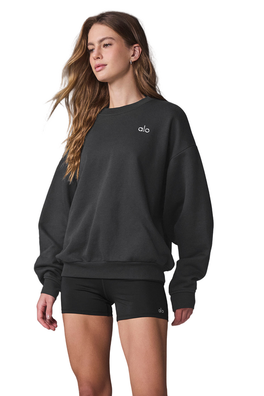 🔥Women's Alo Accolade Crew Neck Pullover Yoga Pilates Outdoor Sweatshirt Size S-XL Color Anthracite