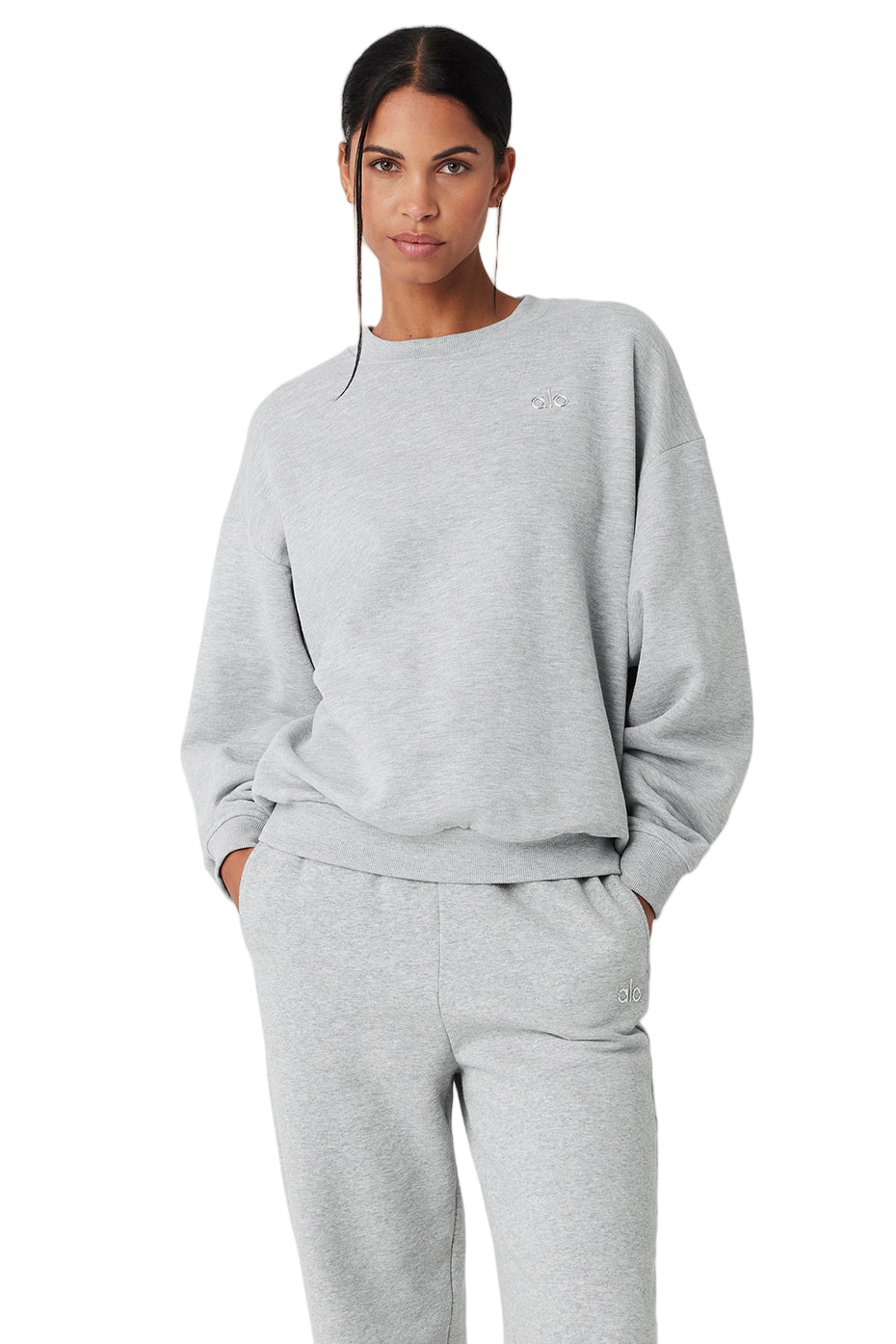 🔥 2025 ALO Line Up Bra & Sports Accolade Crew Neck Pullover - White | Size XS-XL | Women's Athletic Sets & Workout Gear