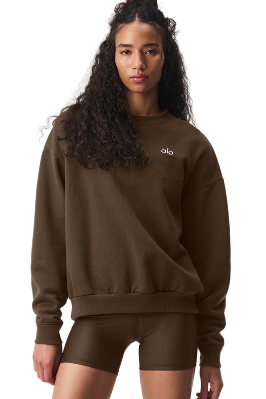 🧘‍♀️⭐ ALO Yoga Sets for Women | Accolade Crew Neck Pullover (Brown) | Sizes XS-XL