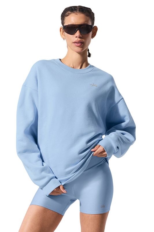 🧘‍♀️ Women's Alo Accolade Yoga Set & Crew Neck Pullover | Seashell Blue | Sizes S-XL