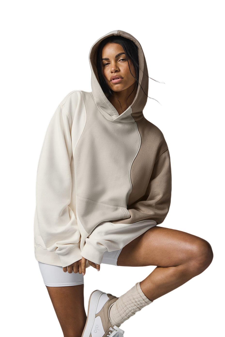 🔥 Alo Waves Hoodie | Grey-Tonal White | Sizes S-XL 👕 Color Blending, Color Patching