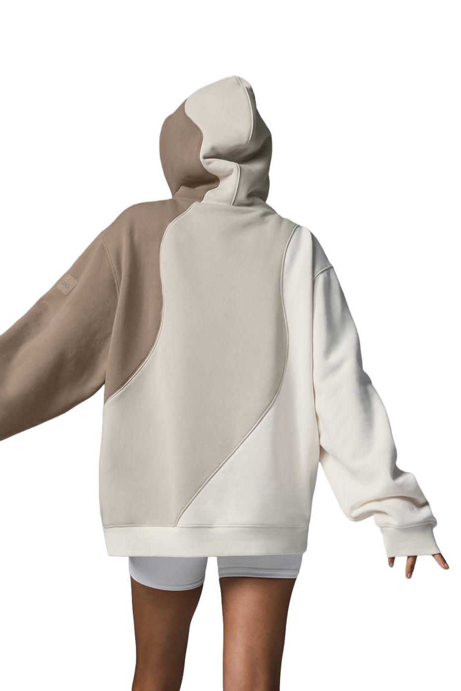 🔥 Alo Waves Hoodie | Grey-Tonal White | Sizes S-XL 👕 Color Blending, Color Patching
