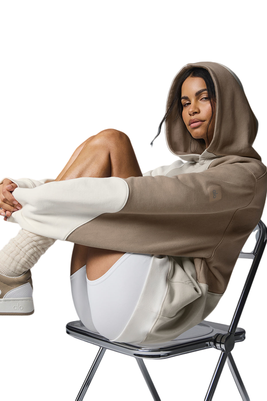 🔥 Alo Waves Hoodie | Grey-Tonal White | Sizes S-XL 👕 Color Blending, Color Patching