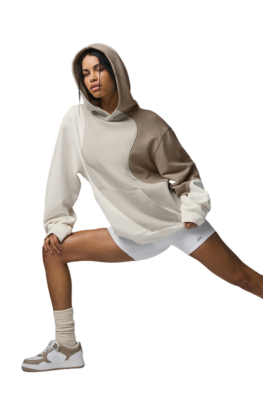 🔥 Alo Waves Hoodie | Grey-Tonal White | Sizes S-XL 👕 Color Blending, Color Patching
