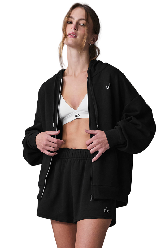 🔥 Popular | FULL ZIP HOODIE Women's Black Pullover (Sizes S-XL) | Cozy Fleece & Pocketed | Limited Stock! 🚚 Fast Shipping