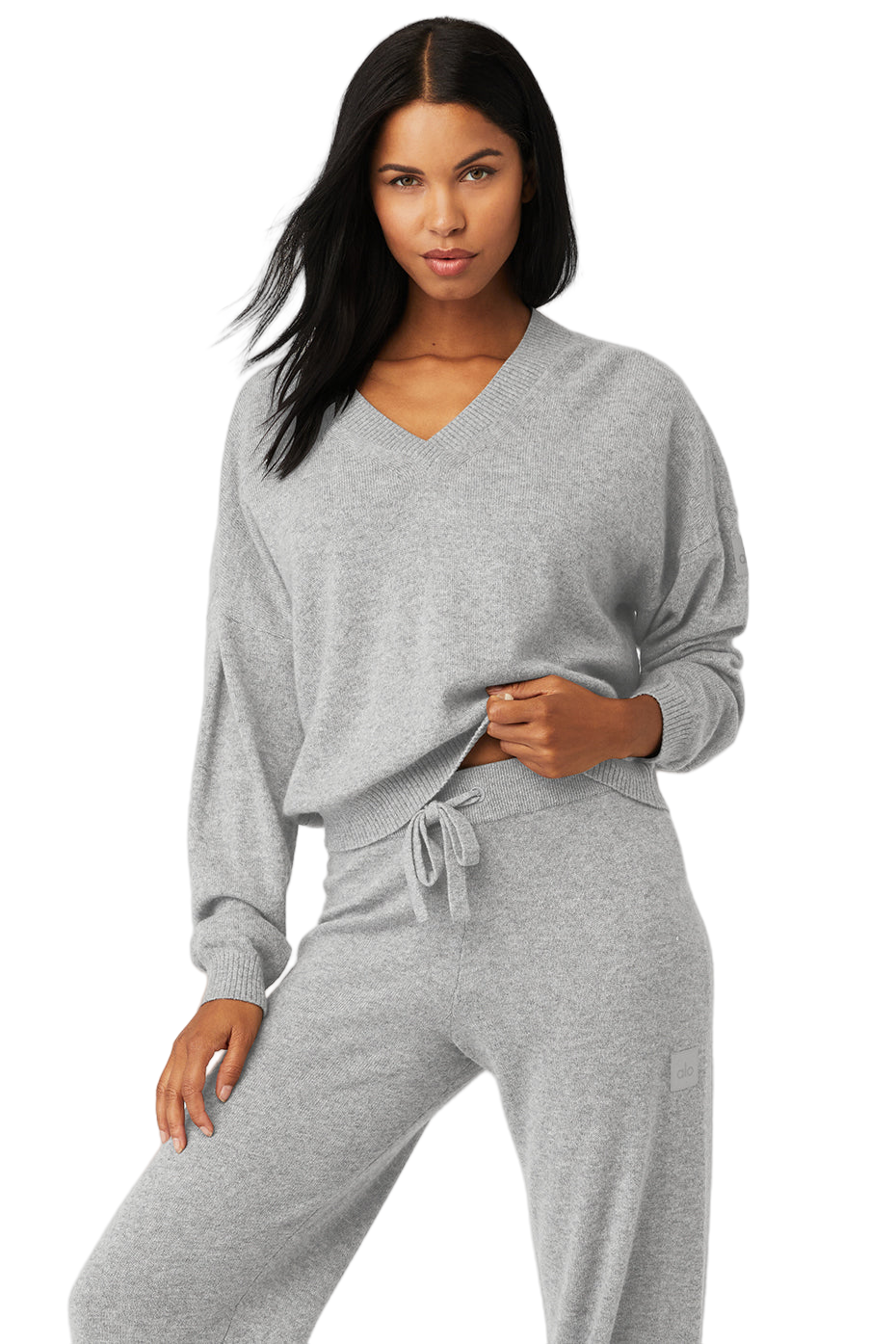 Cashmere Jet Set V-Neck Sweater Women's | Dove Grey Heather Pullover | Small to Extra Large | Soft Luxury Knitwear 🔥