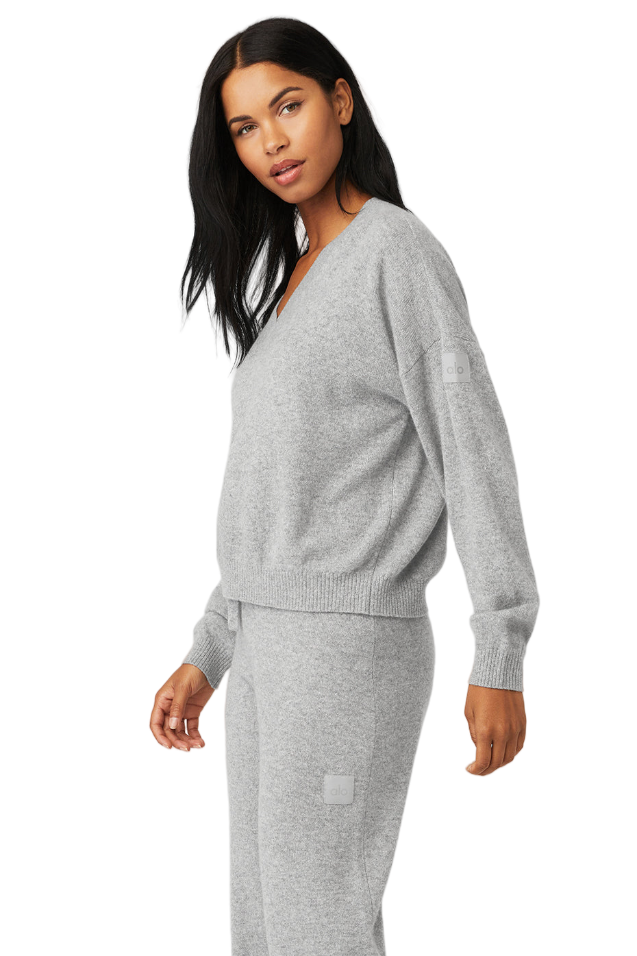 Cashmere Jet Set V-Neck Sweater Women's | Dove Grey Heather Pullover | Small to Extra Large | Soft Luxury Knitwear 🔥