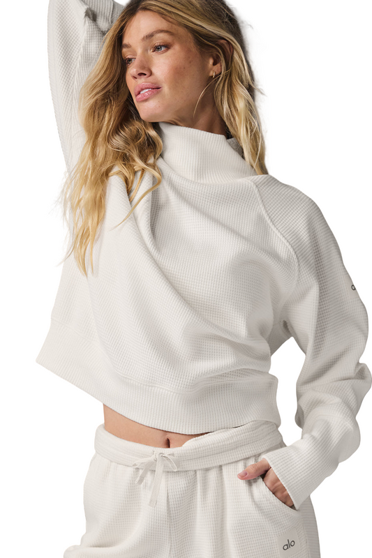 Women's Thermal Weekend Escape Mock Neck Long Sleeve Top | Cozy & Cute Cold Weather Shirt | Size S-XL | White