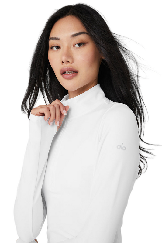 Alo Soft-1-2-Zip Rapid Pullover Hoodie 🧘‍♀️ Women's Fleece Jacket | White | Size S-XL ✅