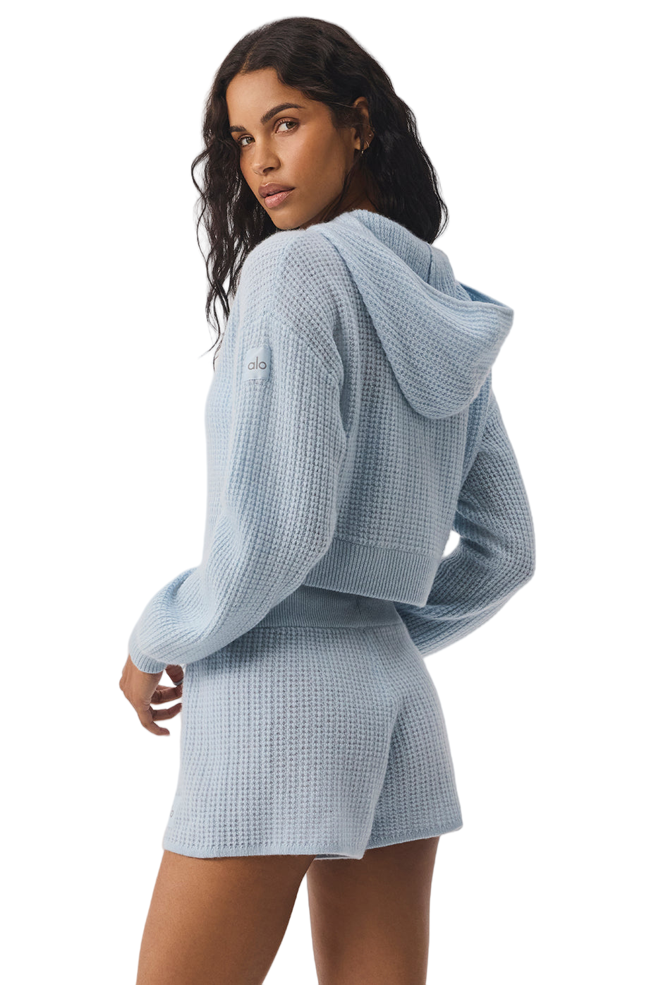 👚 Women's Cashmere Plush Waffle Full Zip Hoodie | Soft & Cozy | Sizes S-XL | Blue