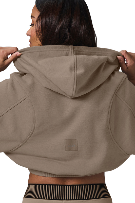 Women's Fleece Zip Up Hoodie | Sweet Escape Style | Gravel Color | Sizes S, M, L, XL ✅