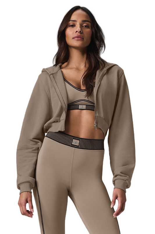 Women's Fleece Zip Up Hoodie | Sweet Escape Style | Gravel Color | Sizes S, M, L, XL ✅